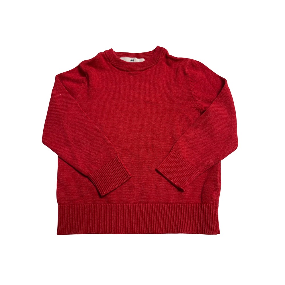 HM Knit Sweater Red Excellent Long Sleeve 100% Cotton 2T